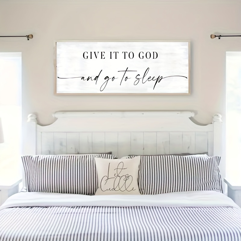 1pc "Give It To God And Sleep" Wall Art Canvas Painting, For Living Room, Bedroom Wall Decoration, Frameless, 13.78*39.37inch