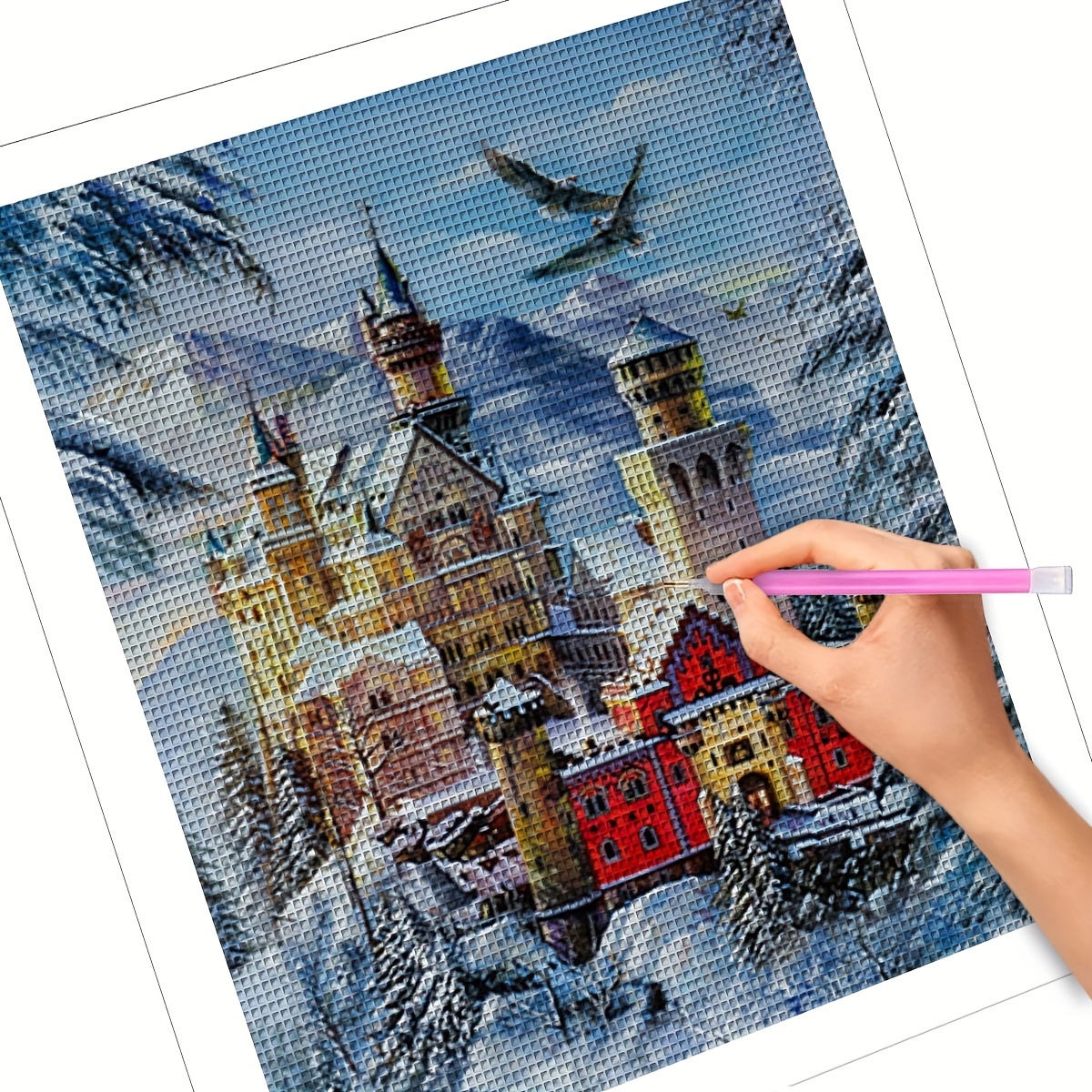 5d Diy Snow Castle Diamond Painting Kits For Adults 5d - Temu