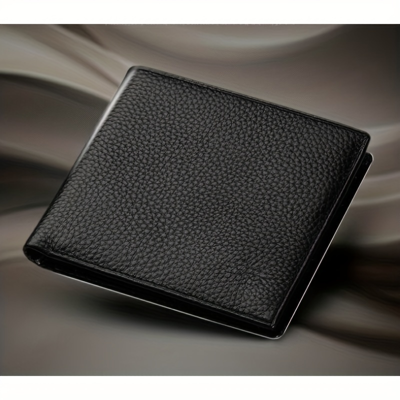 Men's Litchi Embossed Short Wallet Money Clip