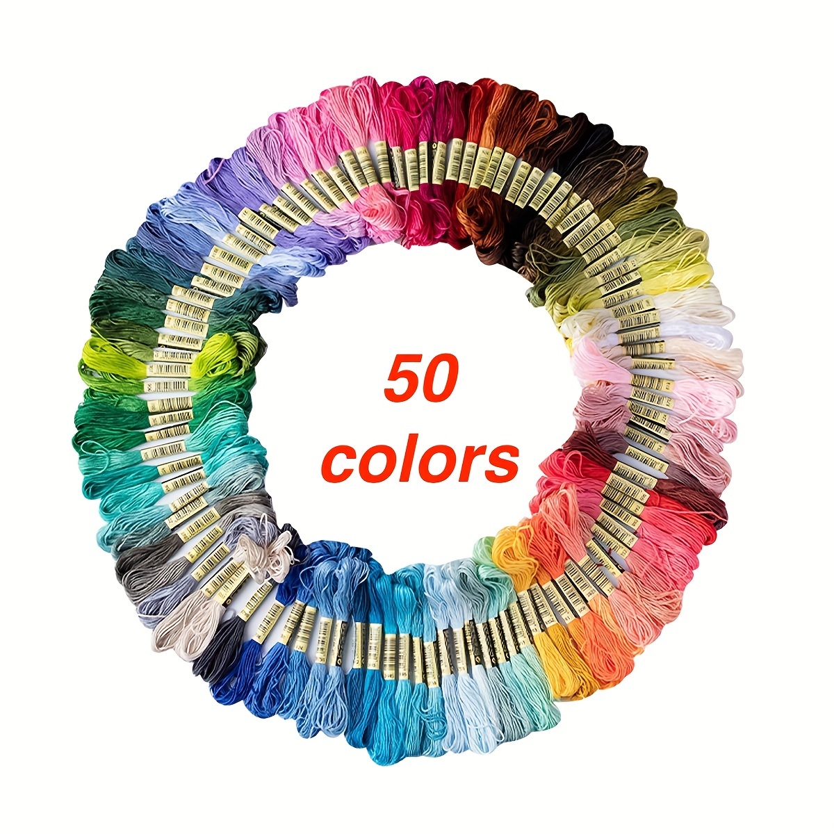 50 Colors Embroidery Thread Cross Stitch Thread Cotton - Temu