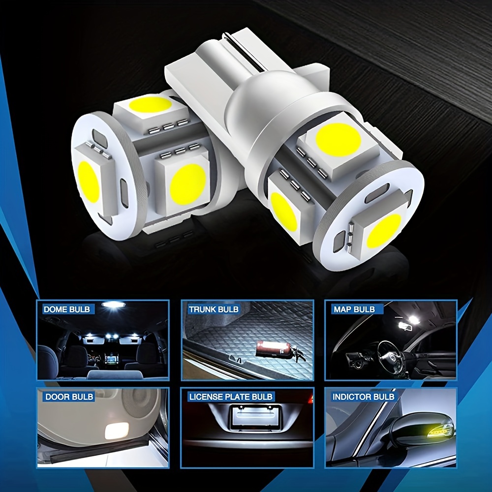 T10 Led Car Lights 6000k White 5 Smd 5050 Chipset Brighten - Temu