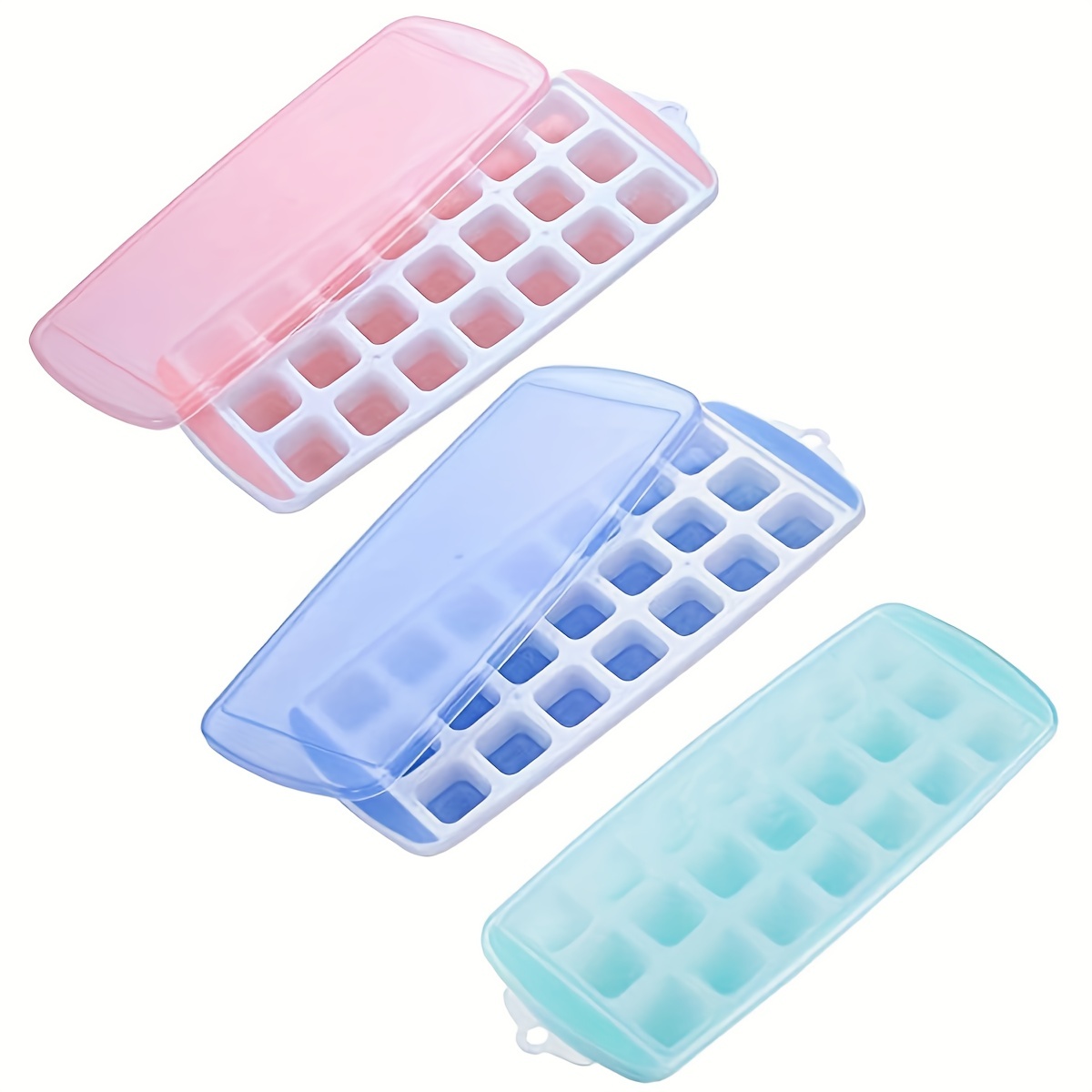 Ice Cube Trays for Freezer, Easy Release Silicone 21-Grain Ice Trays with  Lid