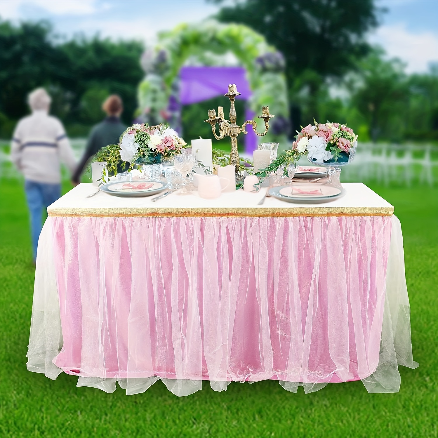 Gonna da tavolo in tulle color oro rosa, per feste di compleanno, tutù  rosa, per baby shower, matrimoni, decorazione per la casa (L 9 ft), 30 cm :  : Casa e cucina