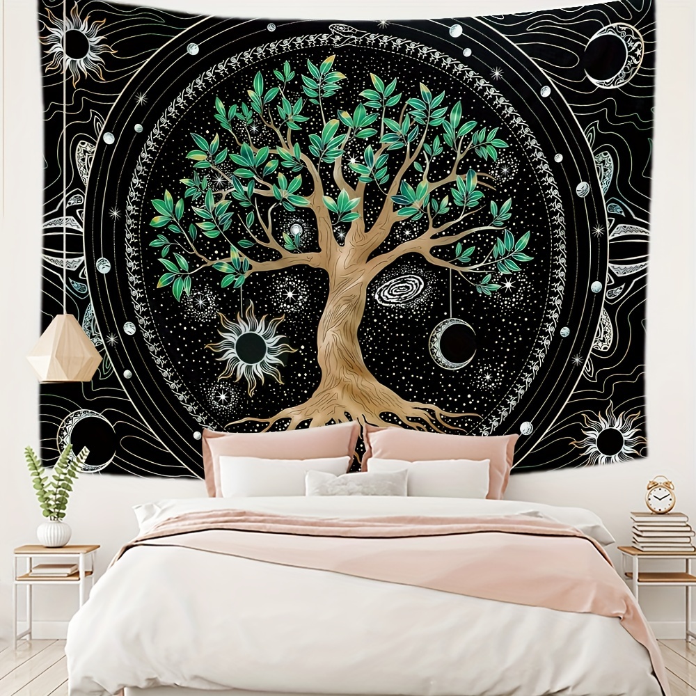 Tree Of Life Tapestry Black And White Starry Tapestry Aesthetic