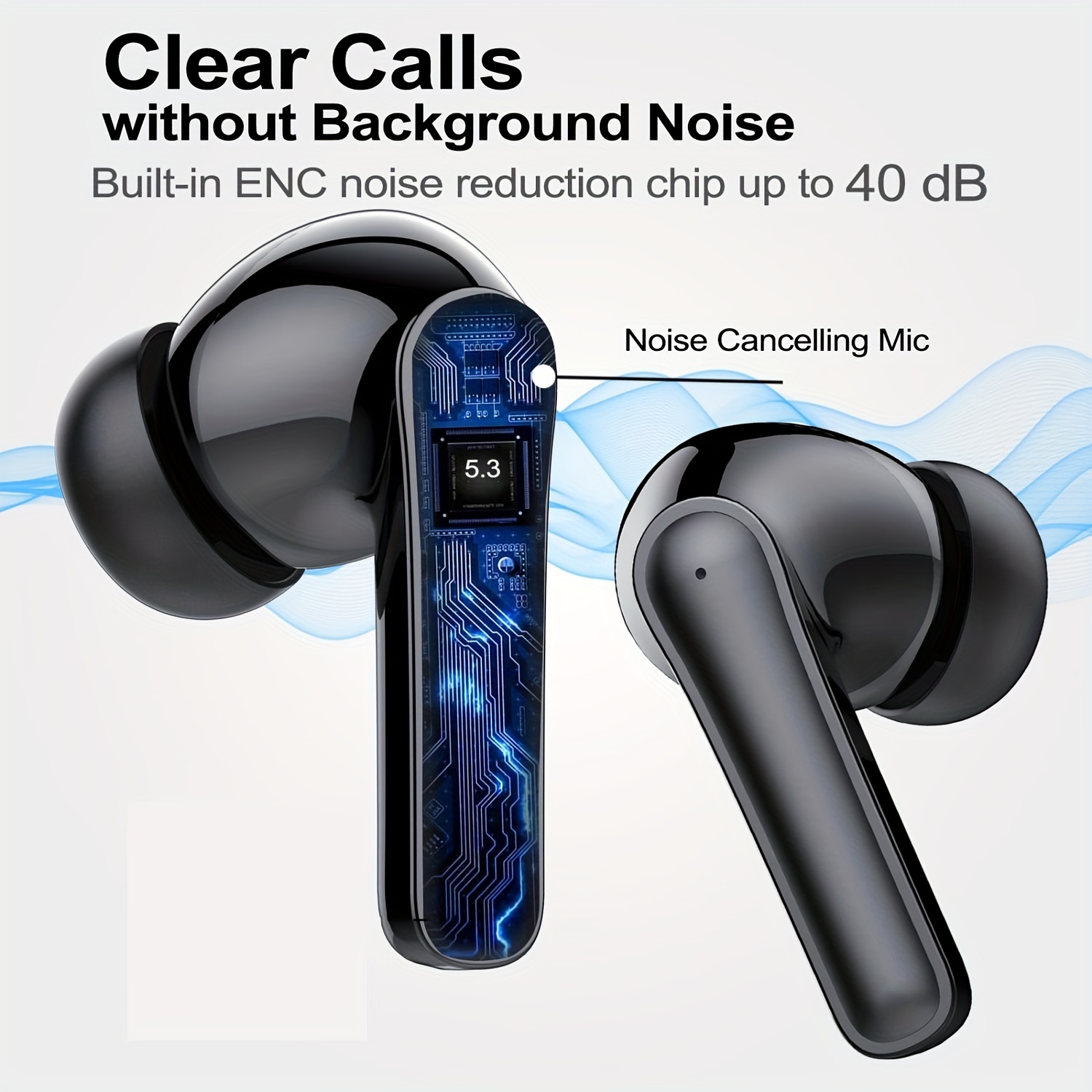 Wireless Earphones, Wireleess 5.3, 13mm Speaker, 30 Hours Of Playback Time, Suitable For IPhone And Android, For Gaming, Business, And Sports With Mi_voghion.com