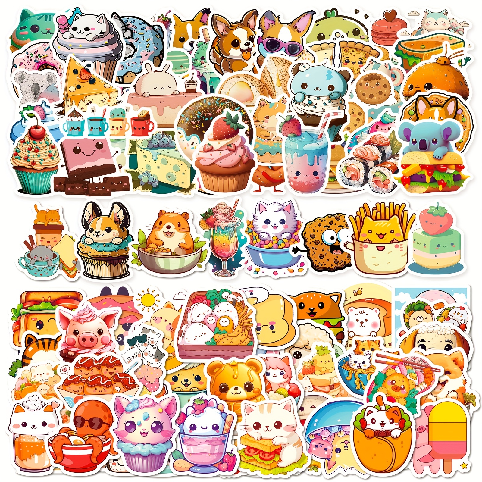 Cartoon Food Stickers Small Size Stickers Cute Cartoon - Temu