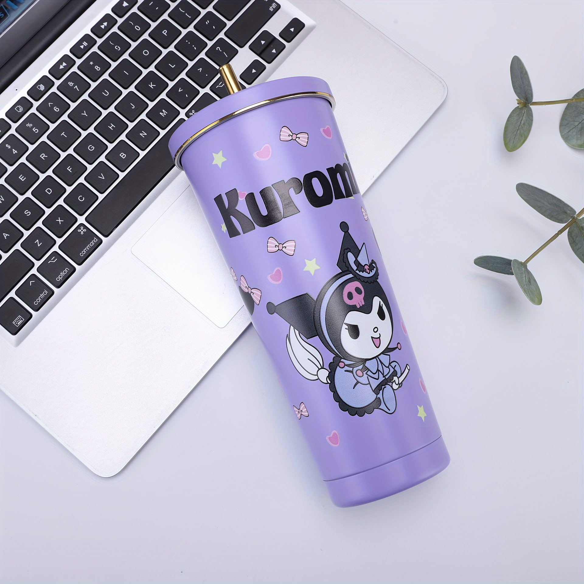 Cute Hello Kitty Water Cup With Straw Lovely Kuromi - Temu