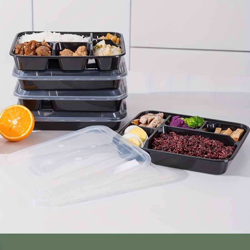 Microwave Safe Plastic 4 Compartment Meal Prep Containers Bento