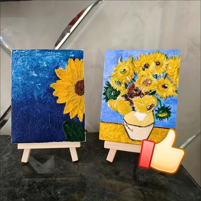 Mini lienzo en blanco para pintar, pintura acrílica con caballete