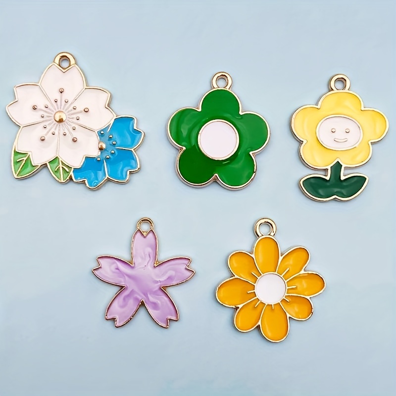 Mix Random Zinc Alloy Pendant Alloy Enamel Flower Charms Diy - Temu