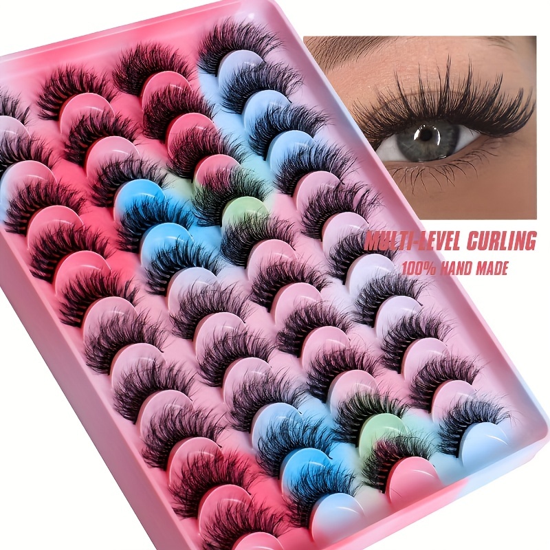 20 Pairs 3D Mink False Eyelashes Thick Volume Messy Curly Faux Lashes Packs
