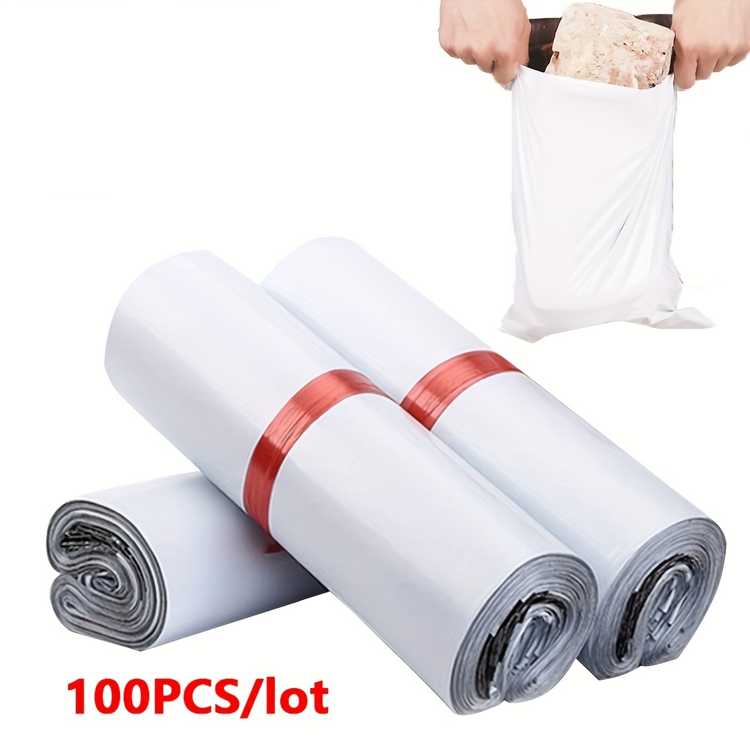 

100pcs White Plastic Shipping Envelope Bags - Self Adhesive Seal & Express Storage - Perfect For Mailing & Courier!