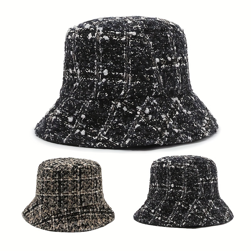 Trim Plaid Bucket Hat Men's And Women's Versatile Pentagram Face