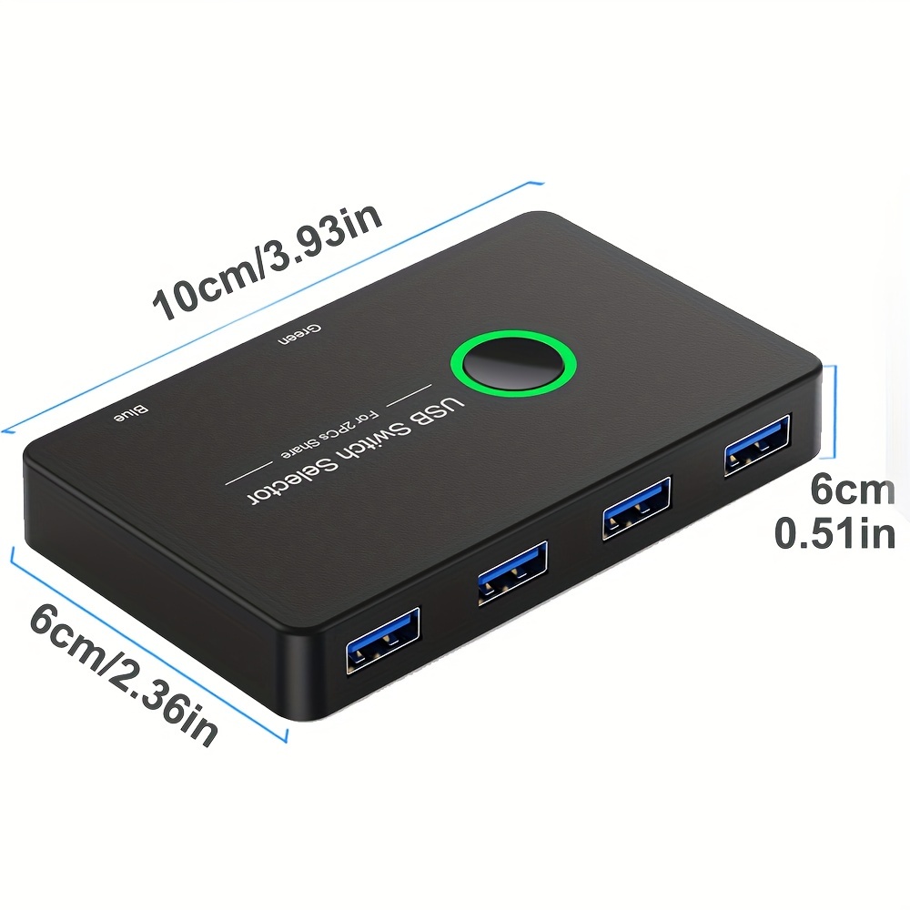 UGREEN USB 3.0 Switch Selector 2 Computers Share 4 USB 3.0 Ports KVM  Switcher USB for PC Laptop Keyboard Mouse Printer Scanner One Button Switch  Adapter with 2 Pack USB 3.0 Cables 