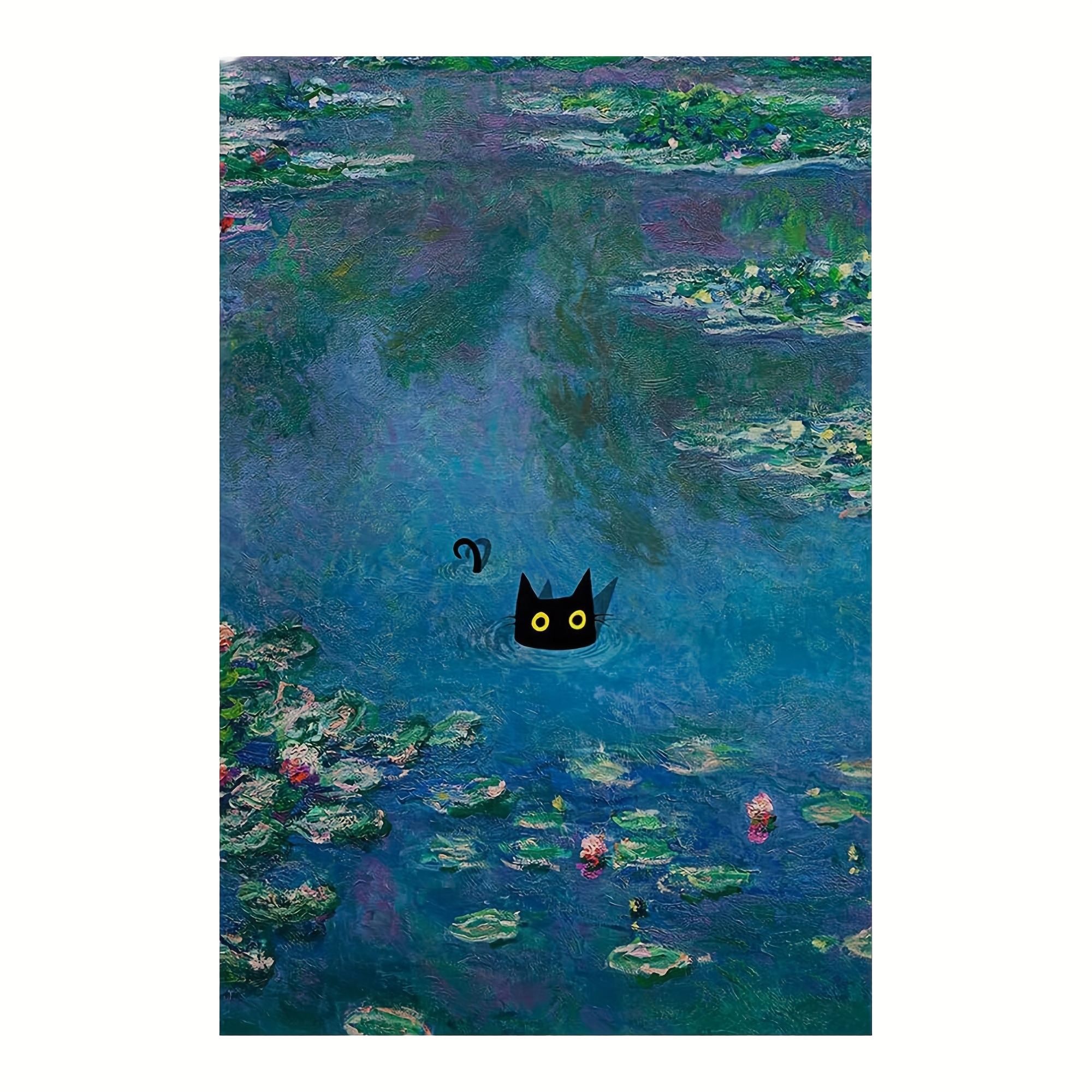 Vintage Monet Canvas Wall Art Famous Oil Paintings Water Lillies Black ...