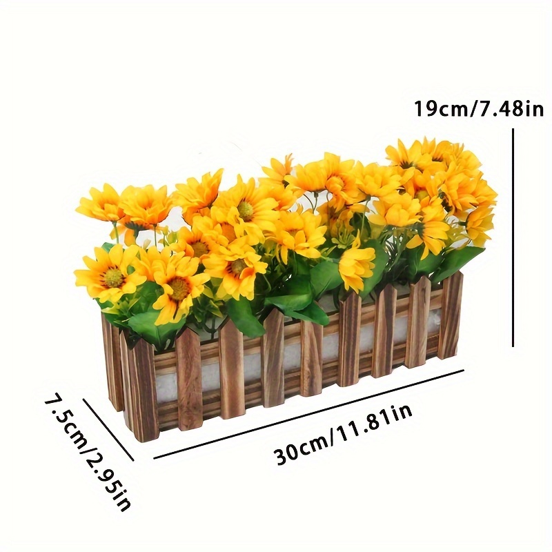Image of 1pc Sunflower Artificial Flower Person Fake Flower Potted Flower Home Bedroom Room Holiday Tabletop Decoration Sun Fence Garden Wedding Party Christmas New Year Housewarming Fake Flower Decoration
