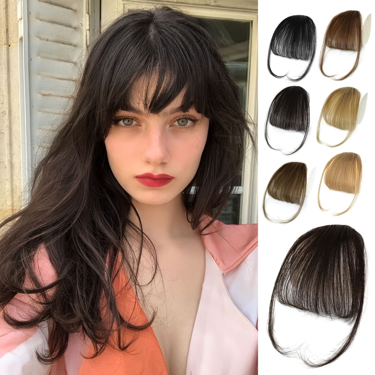 Clip In Bangs 100 Human Hair Extensions Reddish Brown Clip On Fringe Bangs  With Nice Net Natural Flat Neat Bangs With Temples For Women One Piece  Hairpiece - Beauty & Personal Care - Temu
