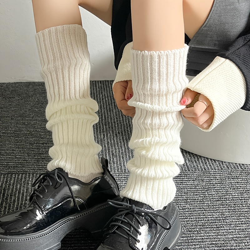 Classic Knit Leg Warmers Rib knit Knee high Leg Warmer Socks - Temu Canada