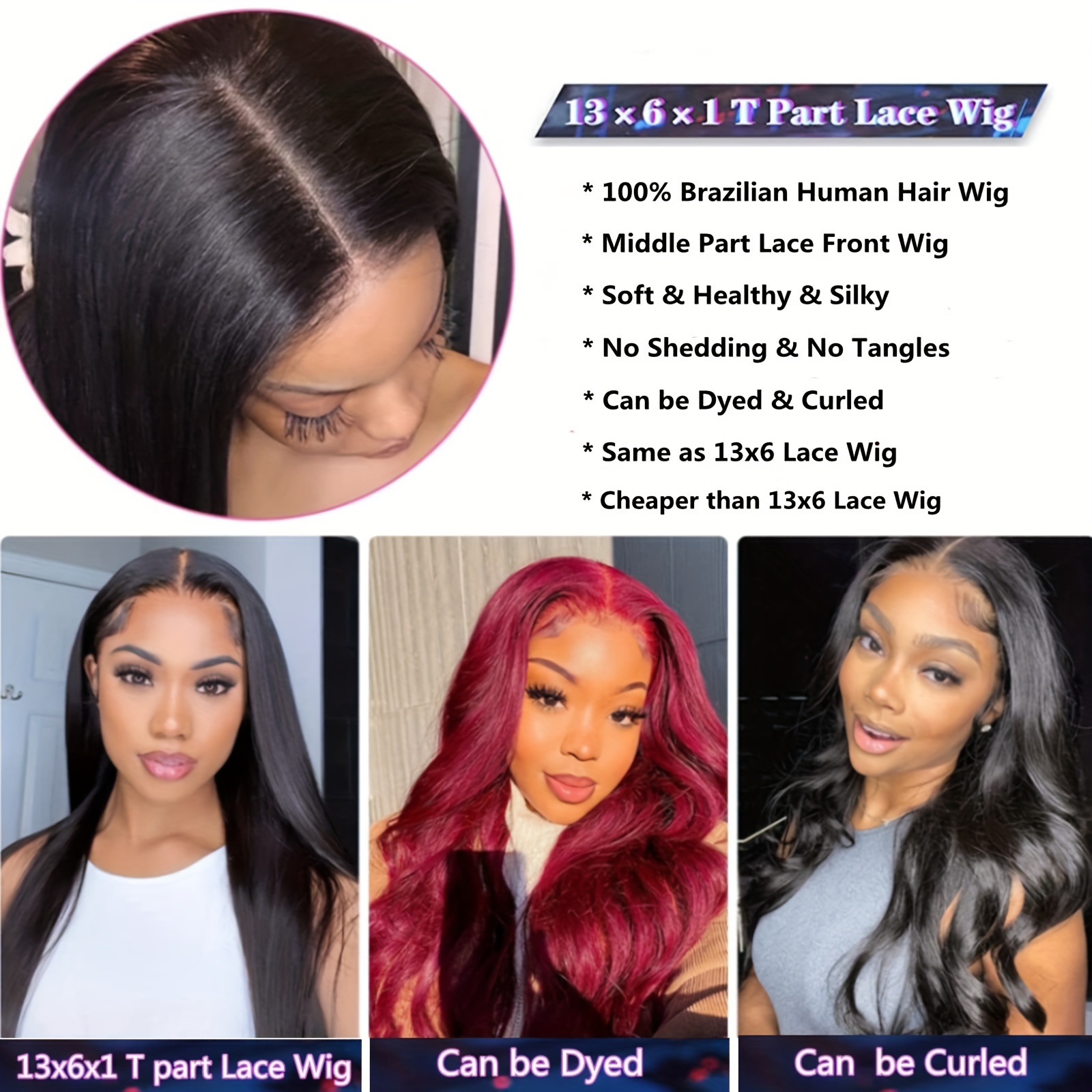 13x6x1 Lace Frontal Wigs T Part Lace Front Wigs Human Hair - Temu