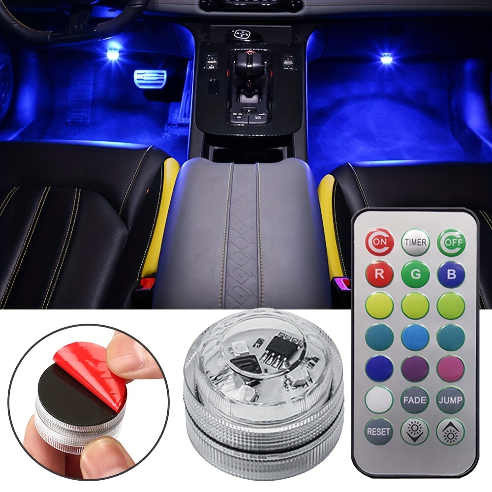 2 Stück Auto LED Lichter Innenraum, 7 Farben LED Innenraum Auto lichter mit  6 hellen LED-Lampe Perlen, USB wiederaufladbare Beleuchtung Licht (7  farbige Lichter)
