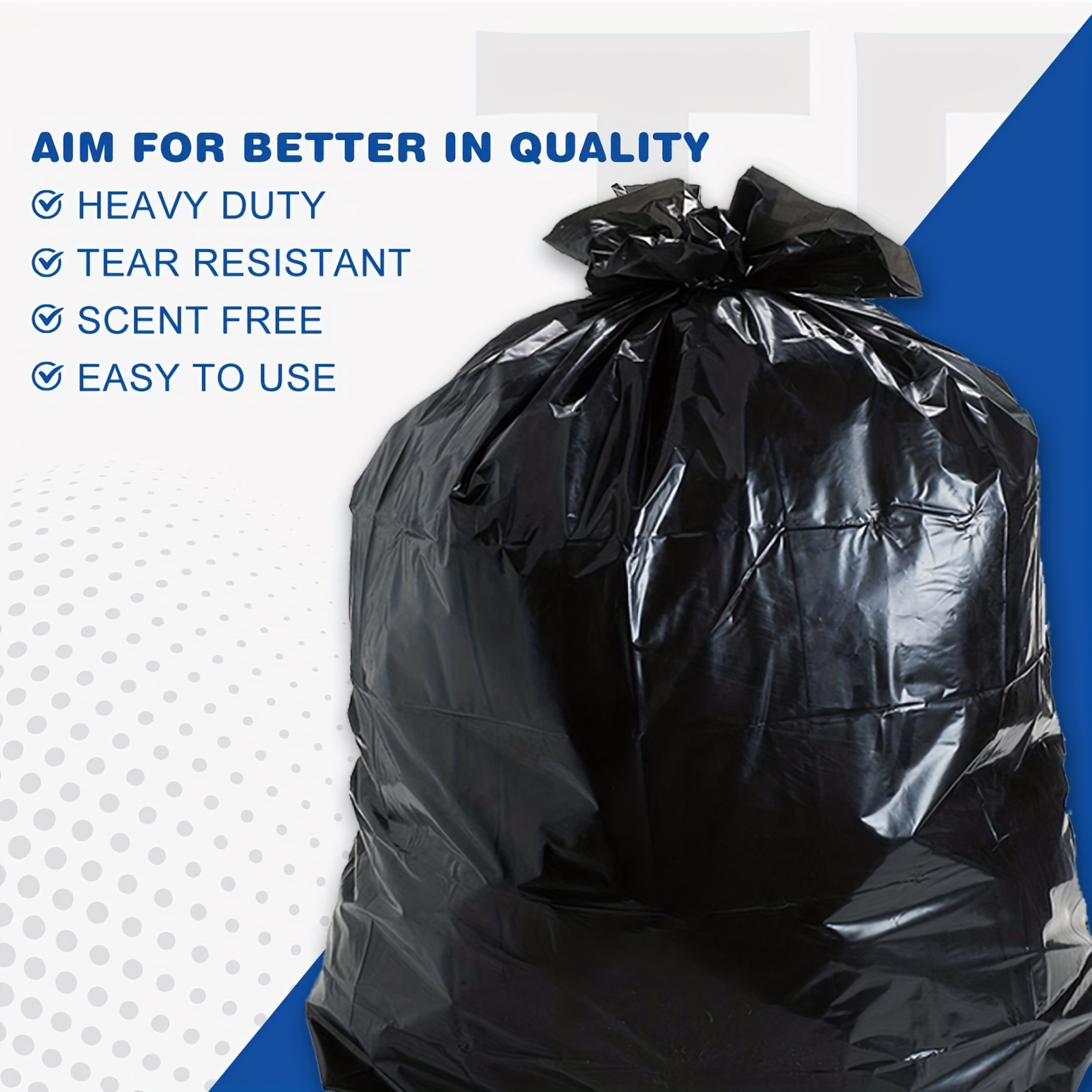 13 Gallon Contractor Trash Bags 2 MIL 50PCS Large Black Heavy Duty Garbage  Bags