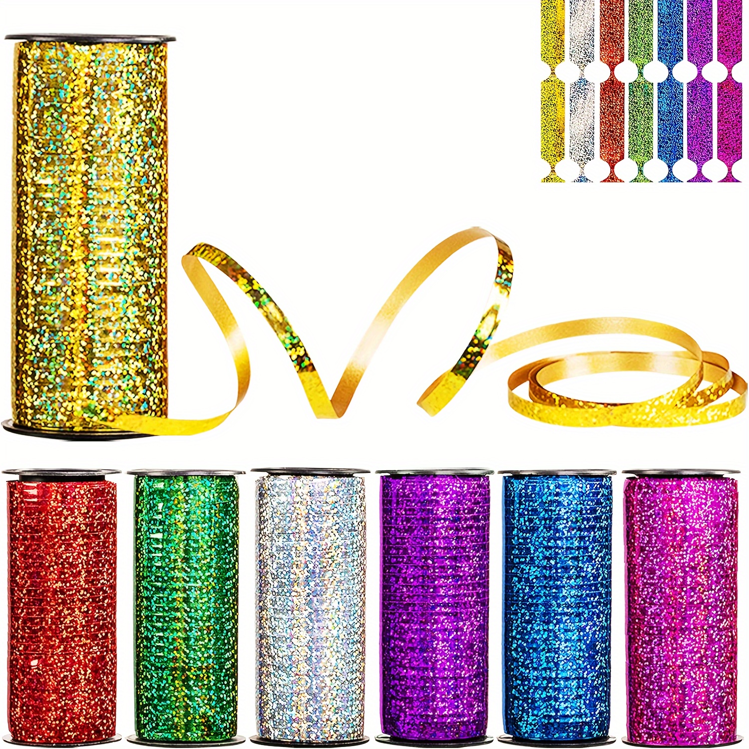 100Yards Silver Crimped Curling Ribbon Shiny Metallic Balloon String Roll  Gift Wrapping Ribbon for Party Festival Art Craft Decor Florist Flowers  Decoration 