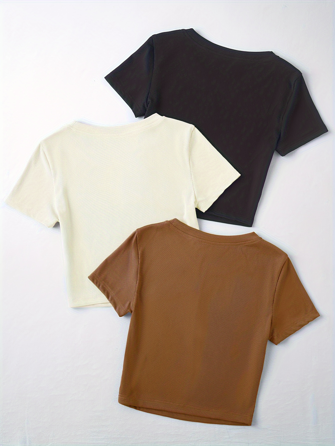 Paquete 2 Camisetas Básicas Sólidas Camiseta Casual Manga - Temu