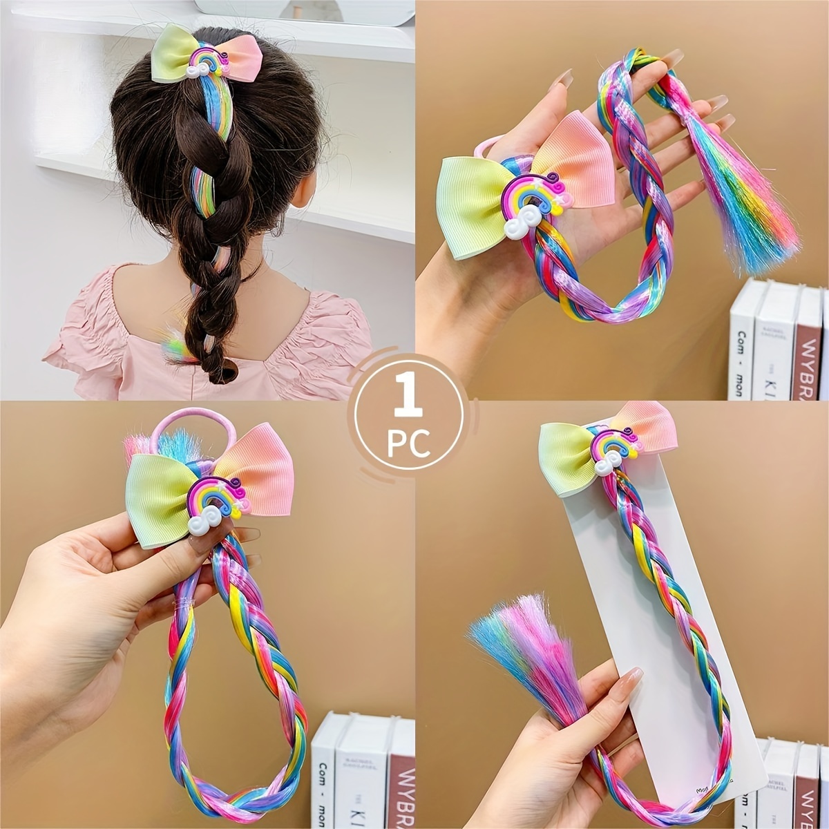 1pc Hair Bows, Hair Ties Ties Grosgrain Ribbon Bow Women Ponytail Holder Elastic Hair Bands Rubber Rope Hairbands Girls Hair Accessories,Temu