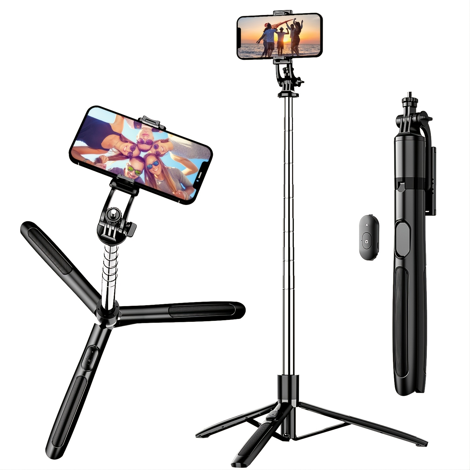 Selfie stick extensible para selfie con control remoto inalámbrico y  soporte para trípode, portátil, ligero, compatible con iPhone 13/13  Pro/12/12