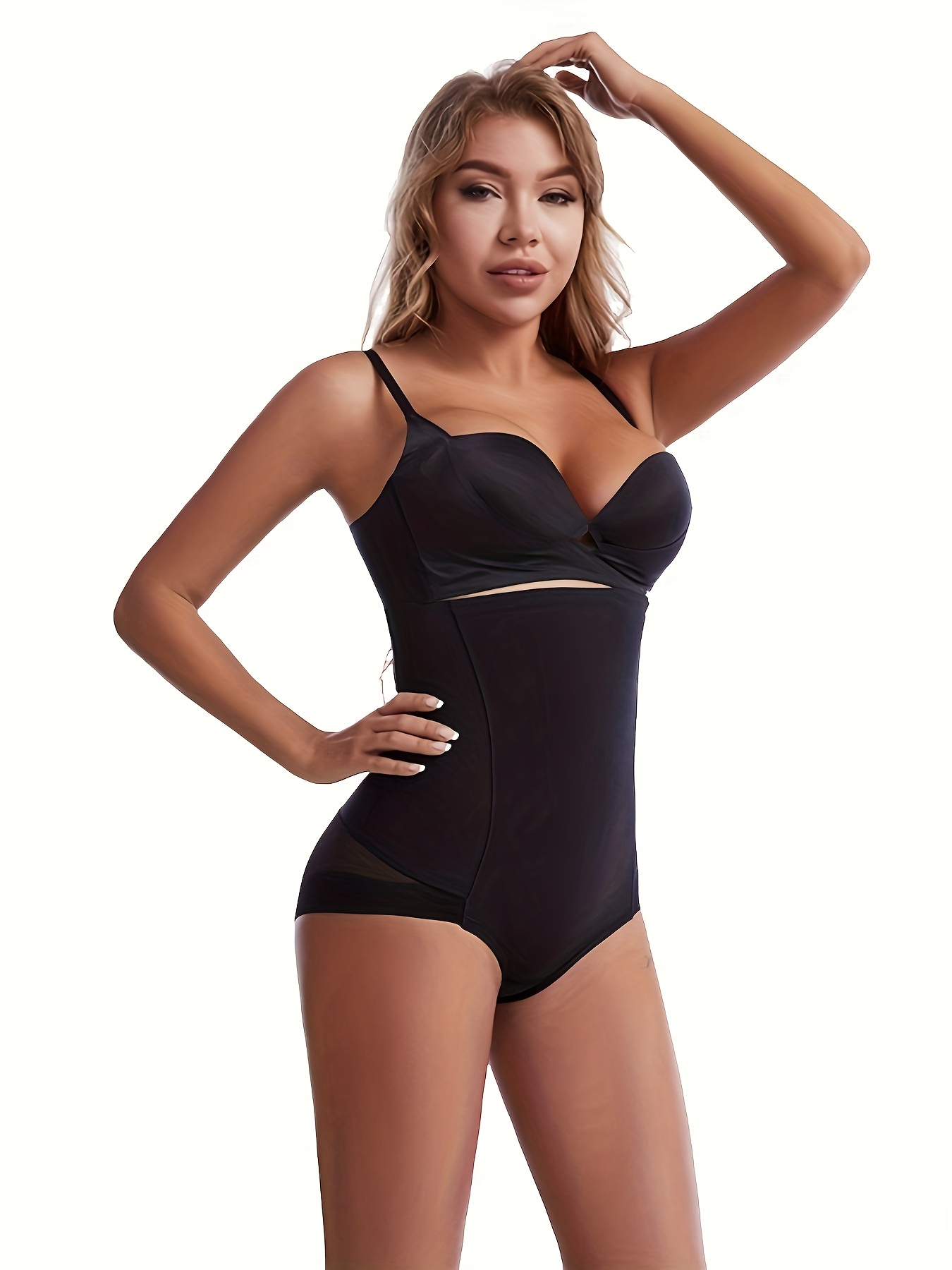 Sexy Shapewear Panty Plain Black Mesh Semi Sheer High - Temu