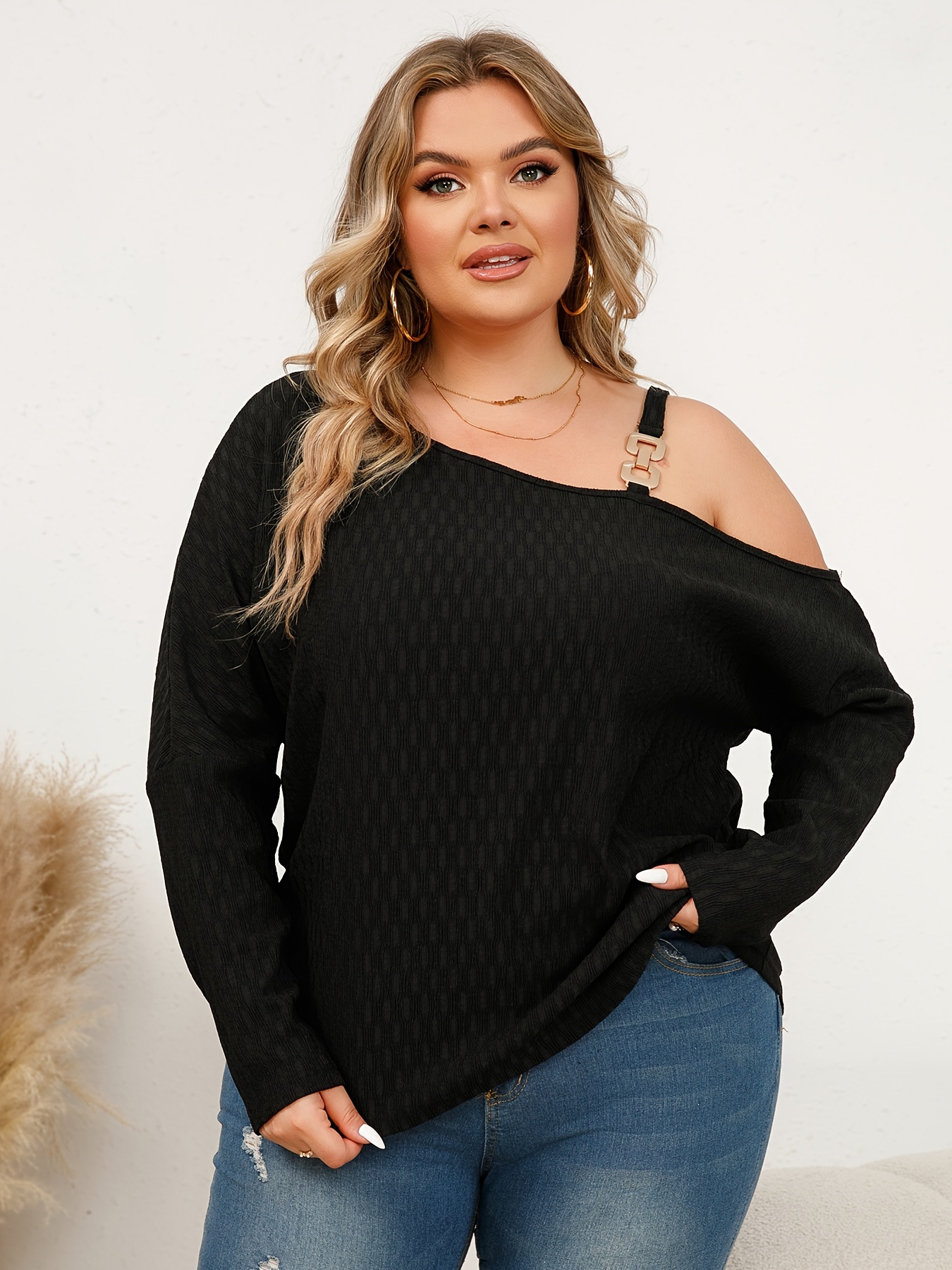 One shoulder discount shirt plus size