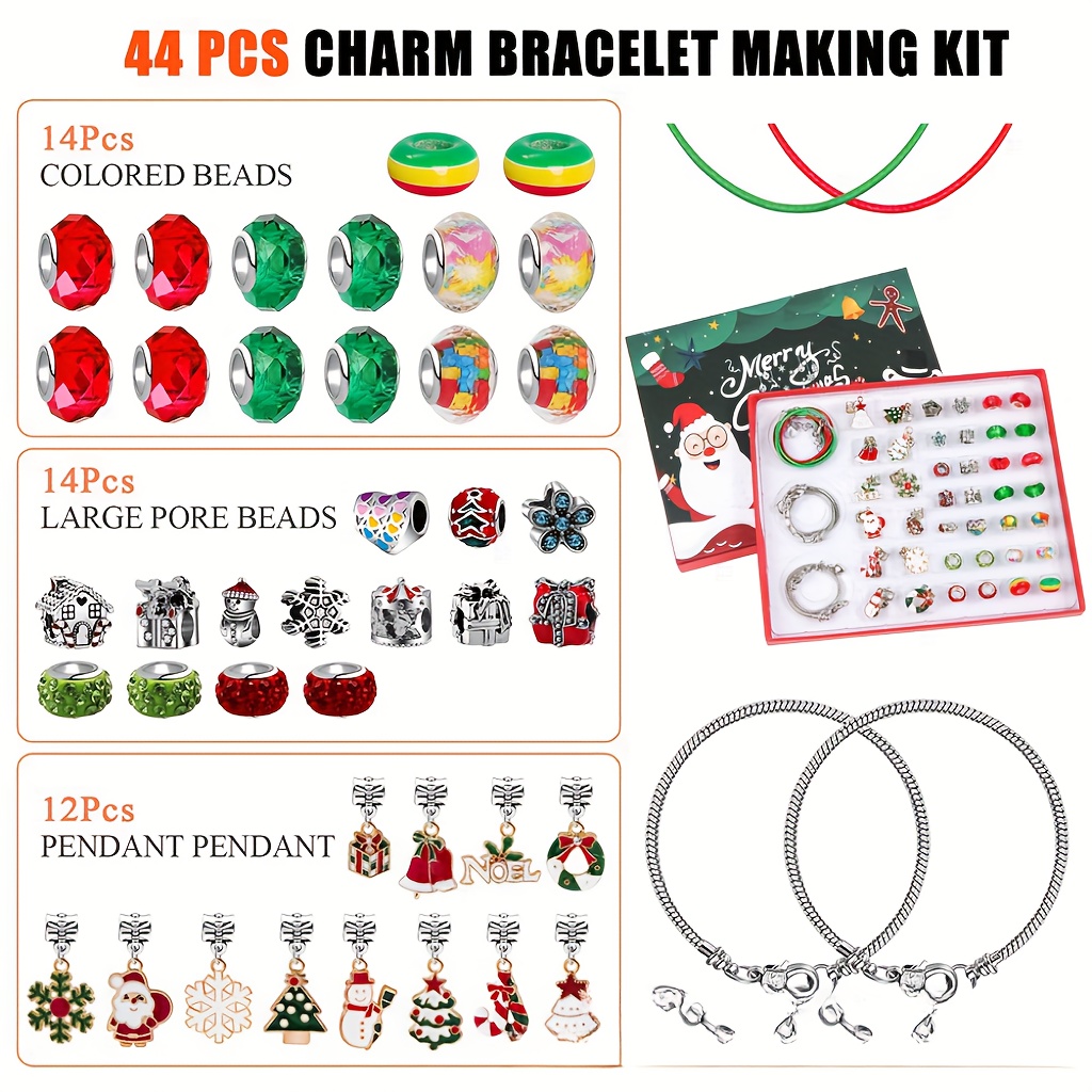 Diy Christmas Bracelet Making Kit With Alloy Christmas - Temu