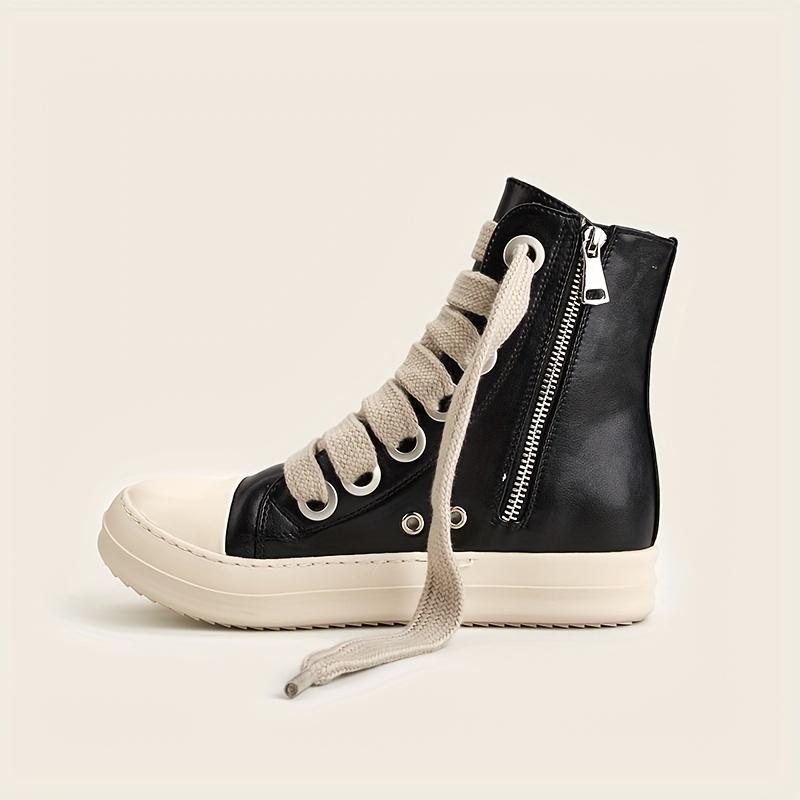 IMPREMEY Women's High Top Sneakers Lace Up PU Leather