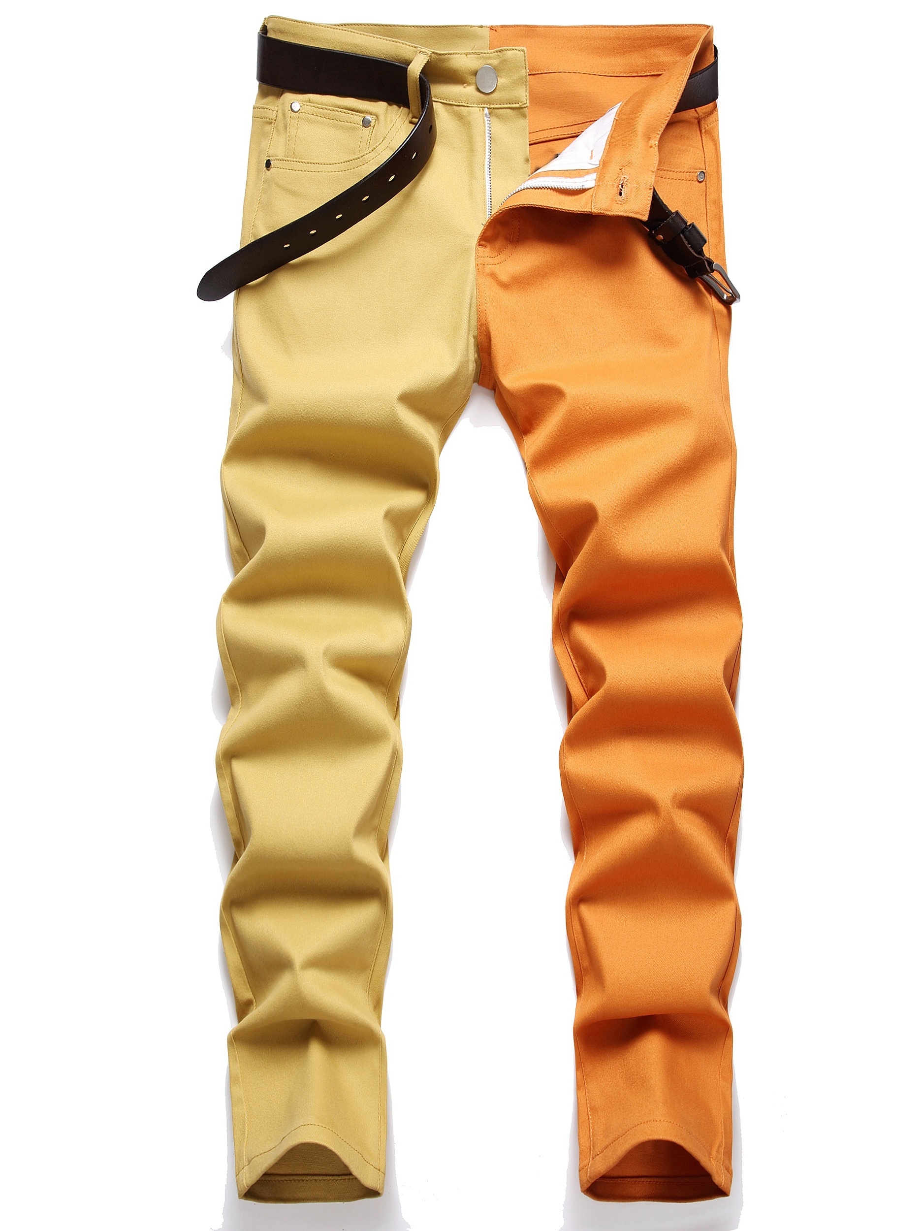 Pantalones Vaqueros De Bloque De Color Para Hombre - Temu