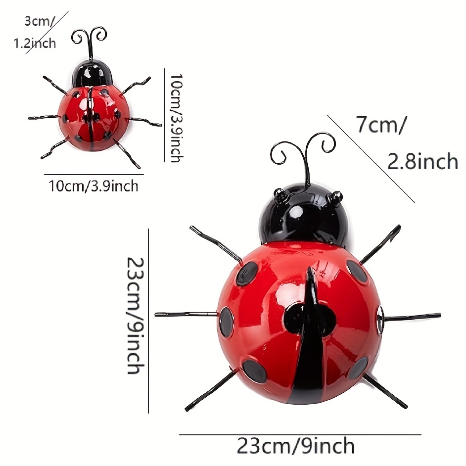 1個 メタルてんとう虫オーナメント 庭の壁アート装飾 かわいい手作り