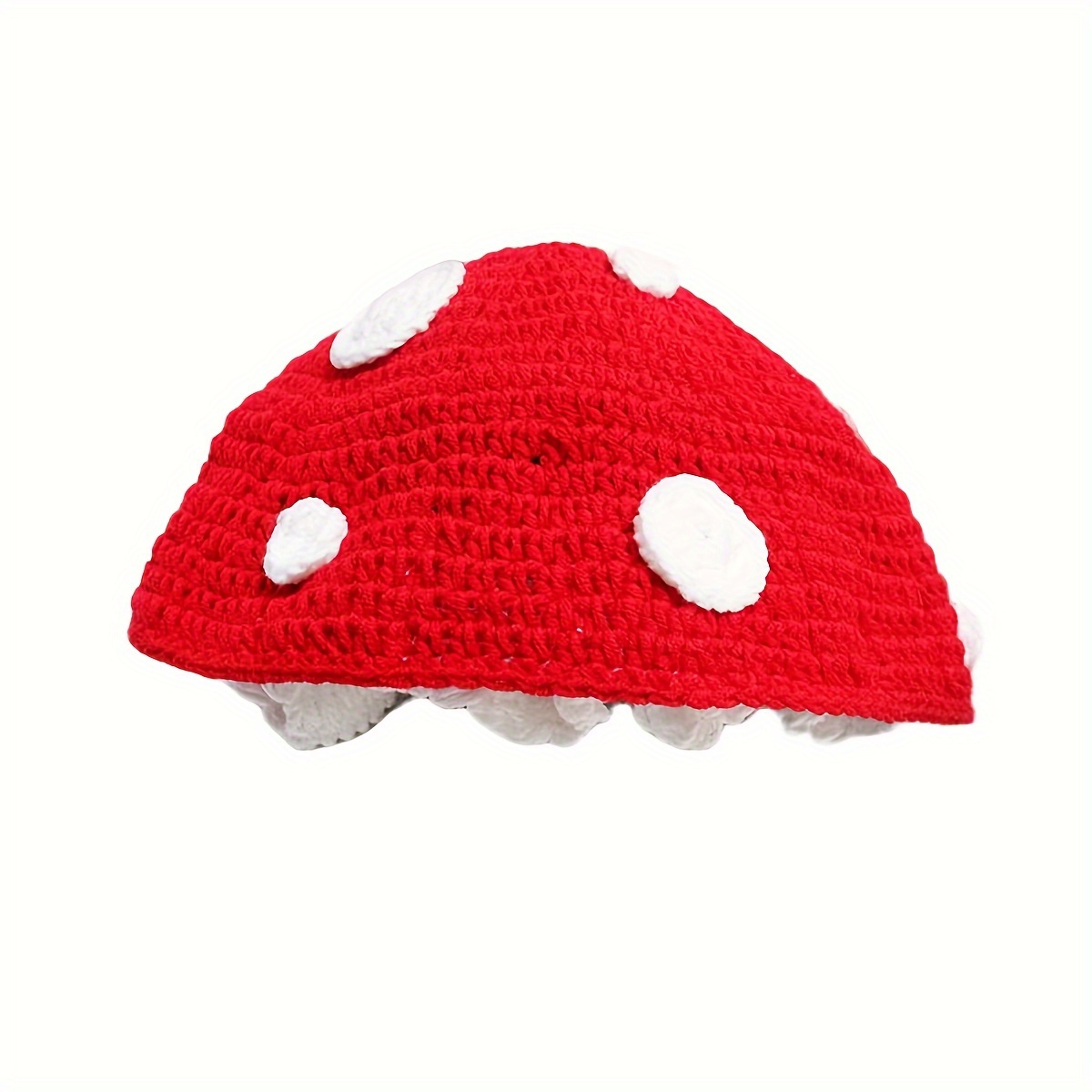 Trendy Large Red Mushroom Hat Cute Cartoon Oversized Beret Hats Lightweight Elastic Knit Cap For Women Girls