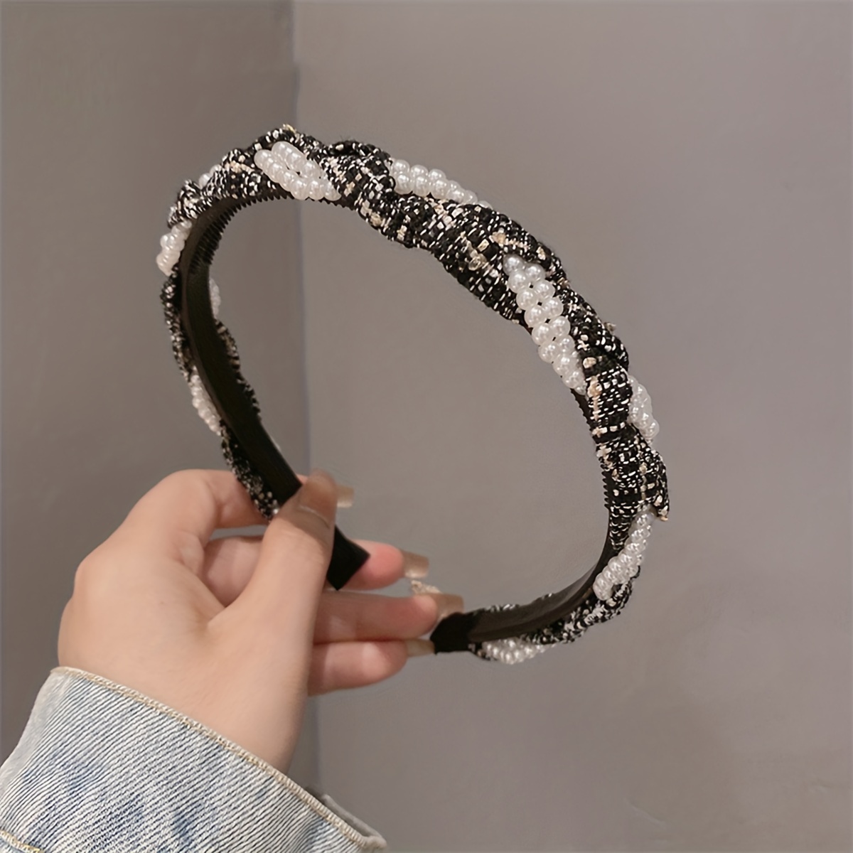Faux Pearl Twisted Headband Knitting Headband Hair Band Head
