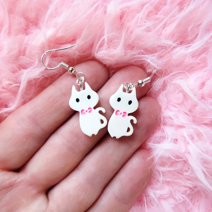 Cute 3d Animal Cat Drop Dangle Earrings For - Temu