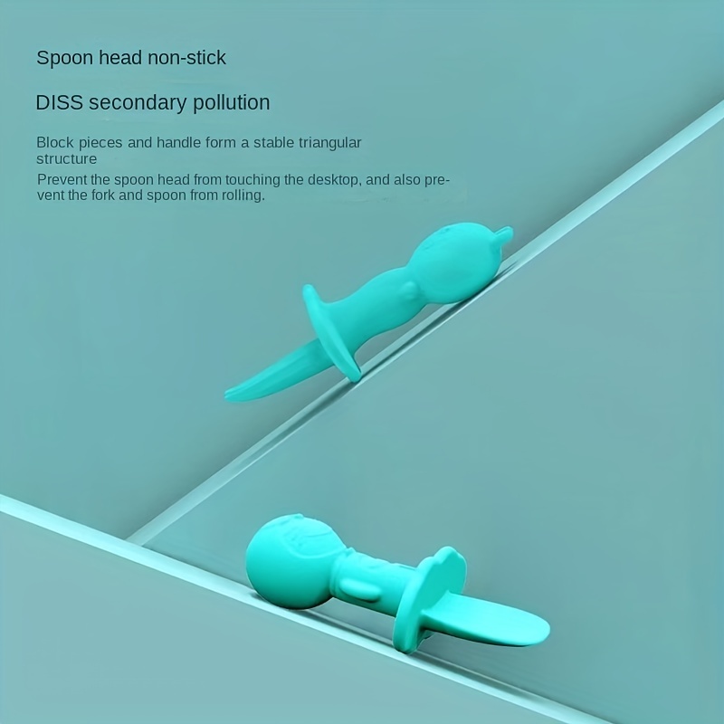 Baby Fork and Spoon Set, Eco-Friendly Silicone Rabbit Toddler Feeding Utensils