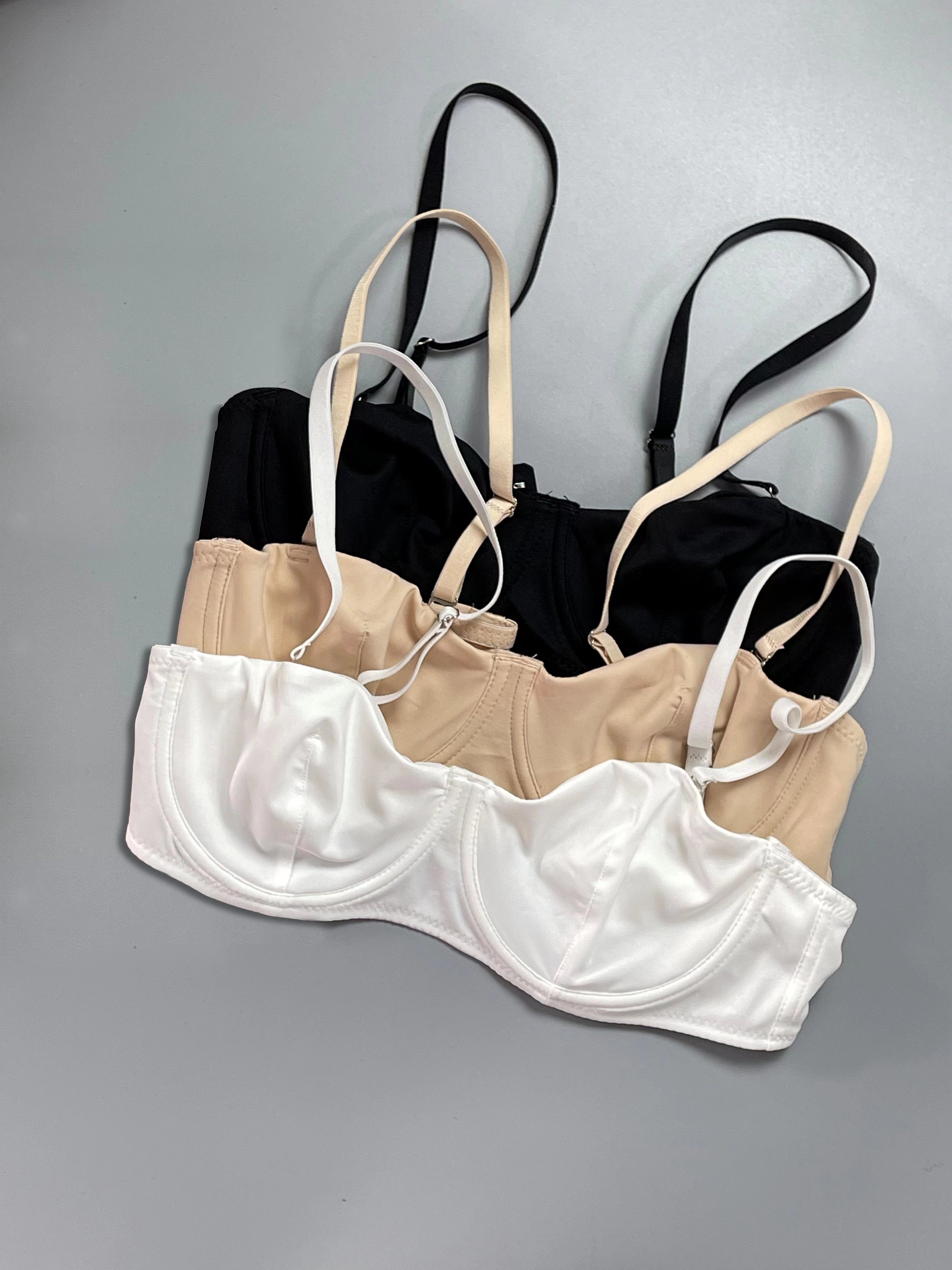 3pcs Simple Solid Unlined Bras, Comfy & Breathable Push Up Bra, Women's  Lingerie & Underwear