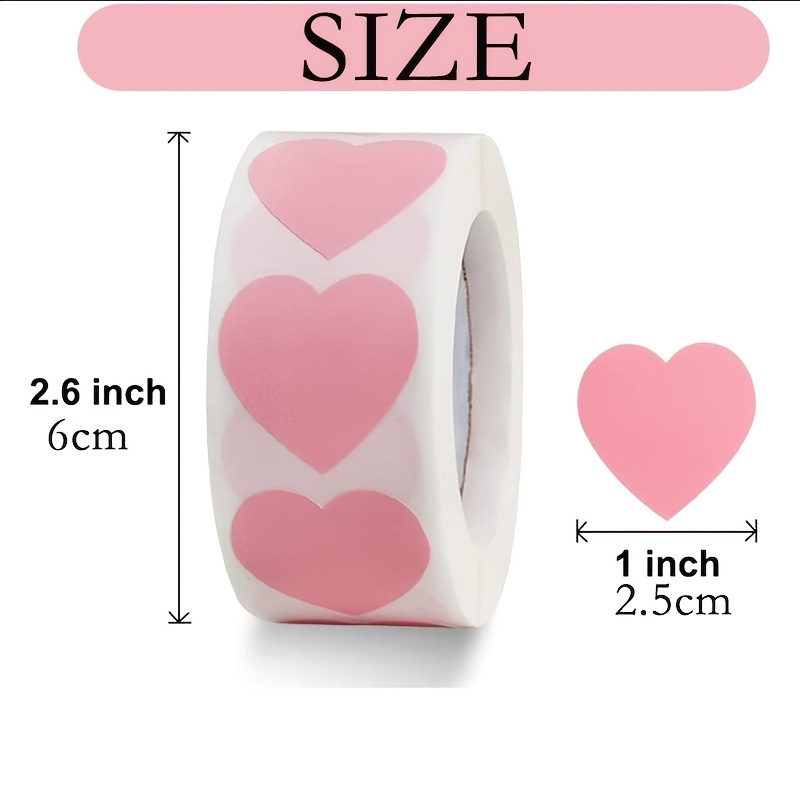 500pcs/Roll Heart Shaped Label Sticker Scrapbooking Gift Packaging Seal  Birthday Party Wedding Supply Stationery Sticker 1inch