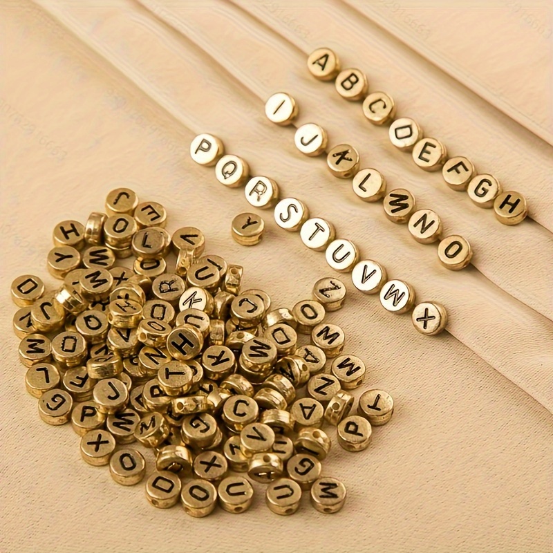 

500pcs Golden Black Letter Acrylic Beads For Jewelry Making Diy Special Bracelet Necklace Beaded String Handicrafts Small Business Supplies