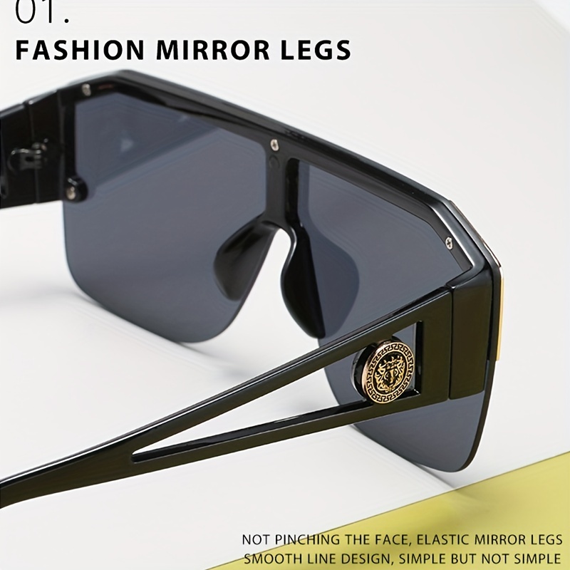 1pc Mens Hollow Temple Design Sunglasses Unisex Lion Head Inlaid