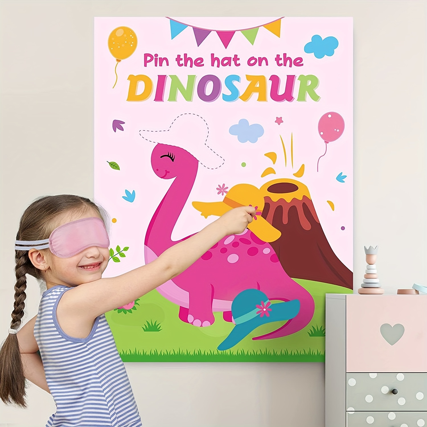 Pôster de aniversário infantil dinossauro jogo festa jogo suprimentos de  festa 12 peças
