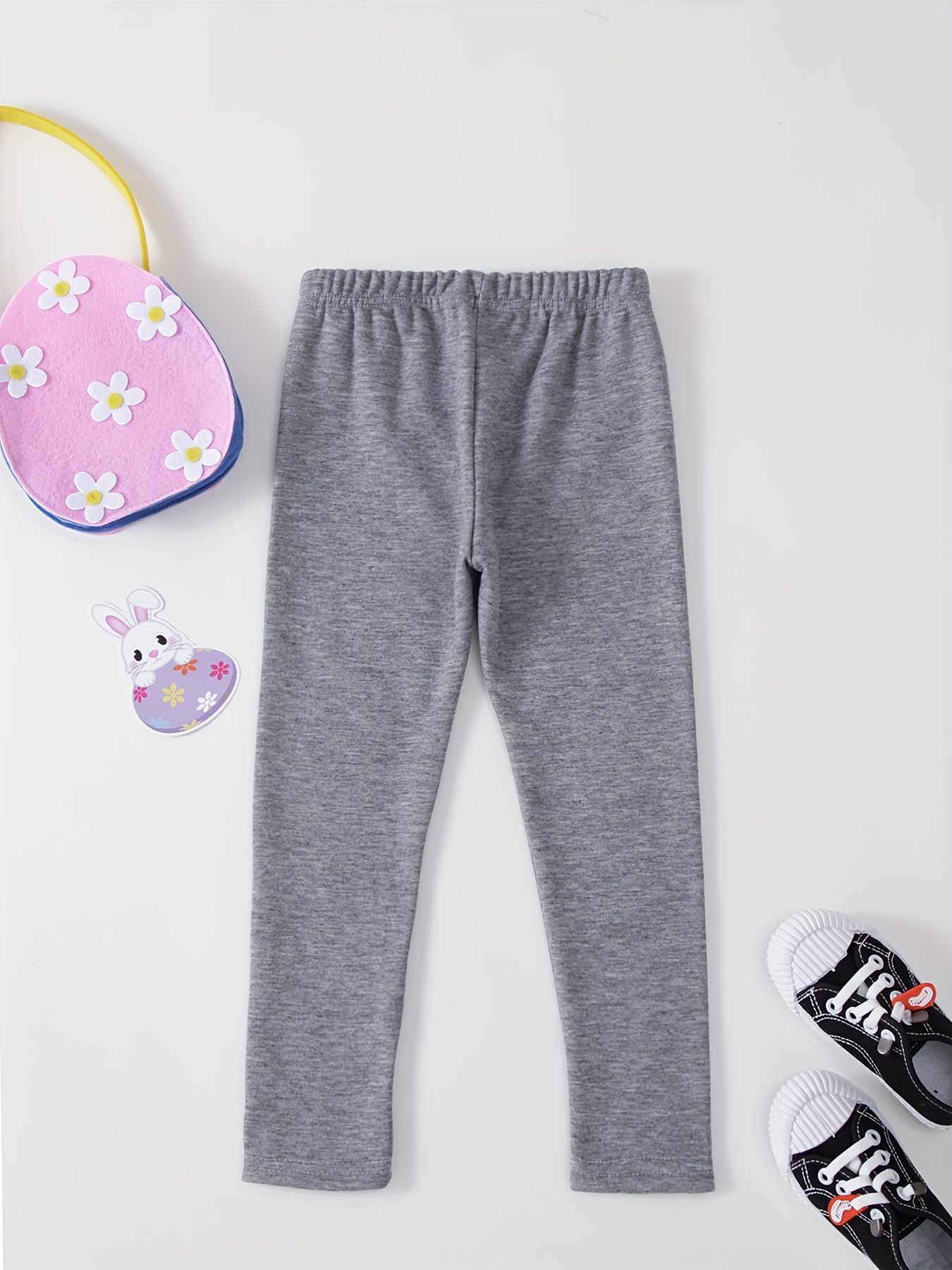 Girl's Small Flower Pattern Casual Trousers Solid Stretch - Temu