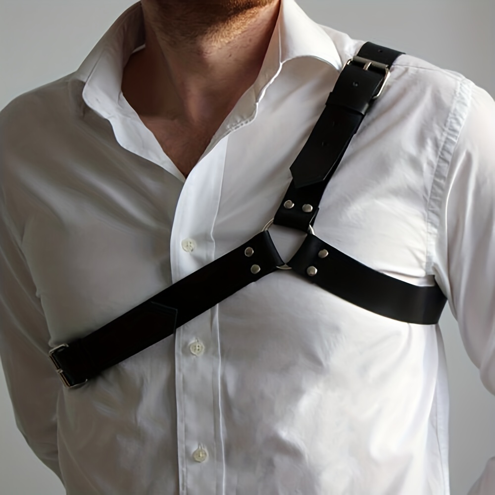 Black Pu Leather Harness Belt Chest Harness Corset - Temu Canada