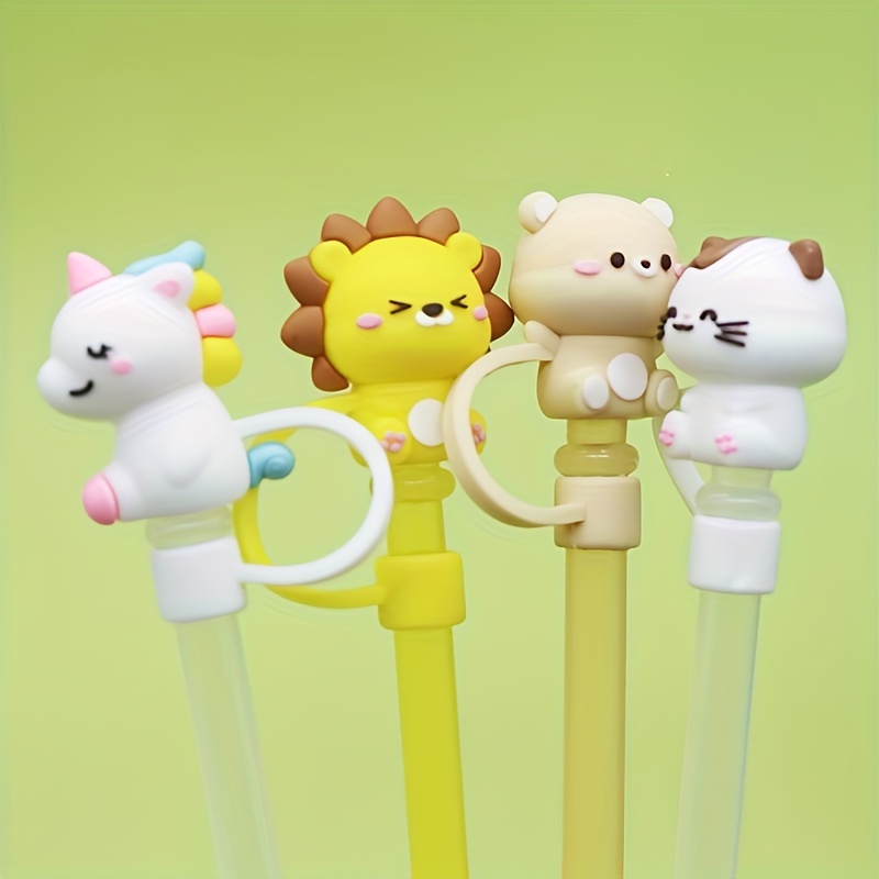 5Pcs Animal Shape Reusable10mm Silicone Straw Topper For Stanley