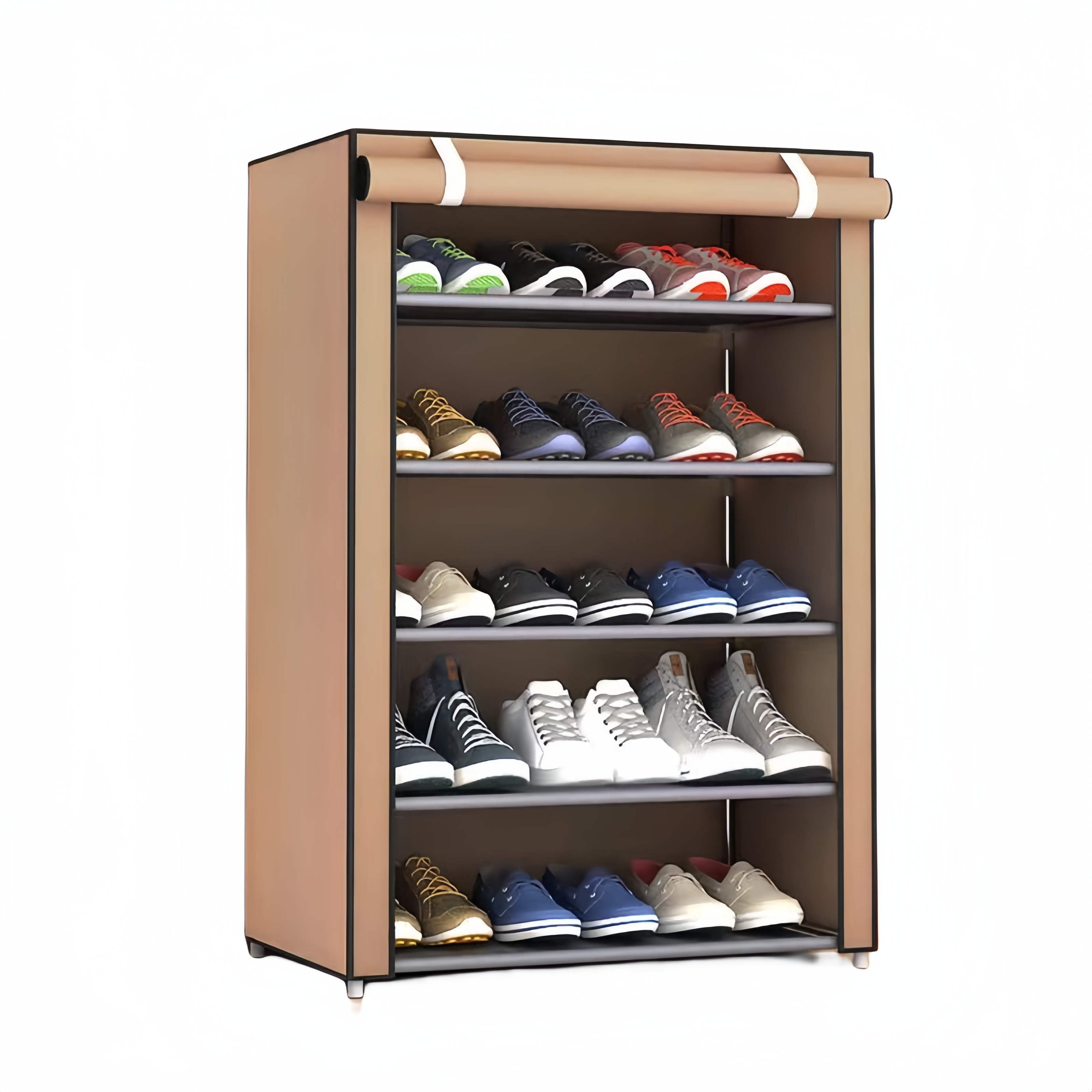 6 layer Shoe Rack With Dustproof Curtain Bedroom Shoe - Temu