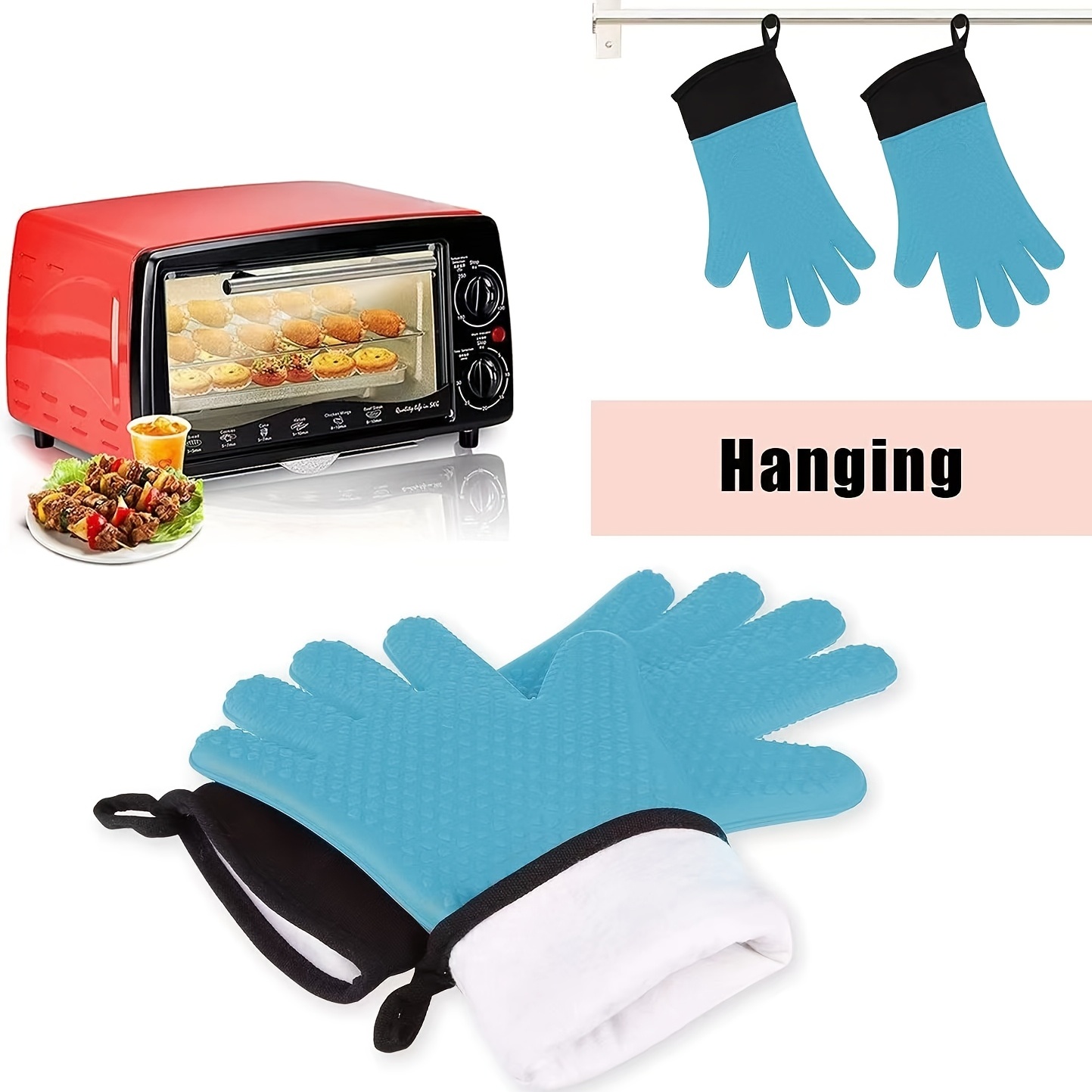 Multi-Purpose Silicone Gloves for Kitchen Cooking: Heat Resistant,  Waterproof, and Non-Slip for BBQ, Grill, Microwave, Oven, and Baking