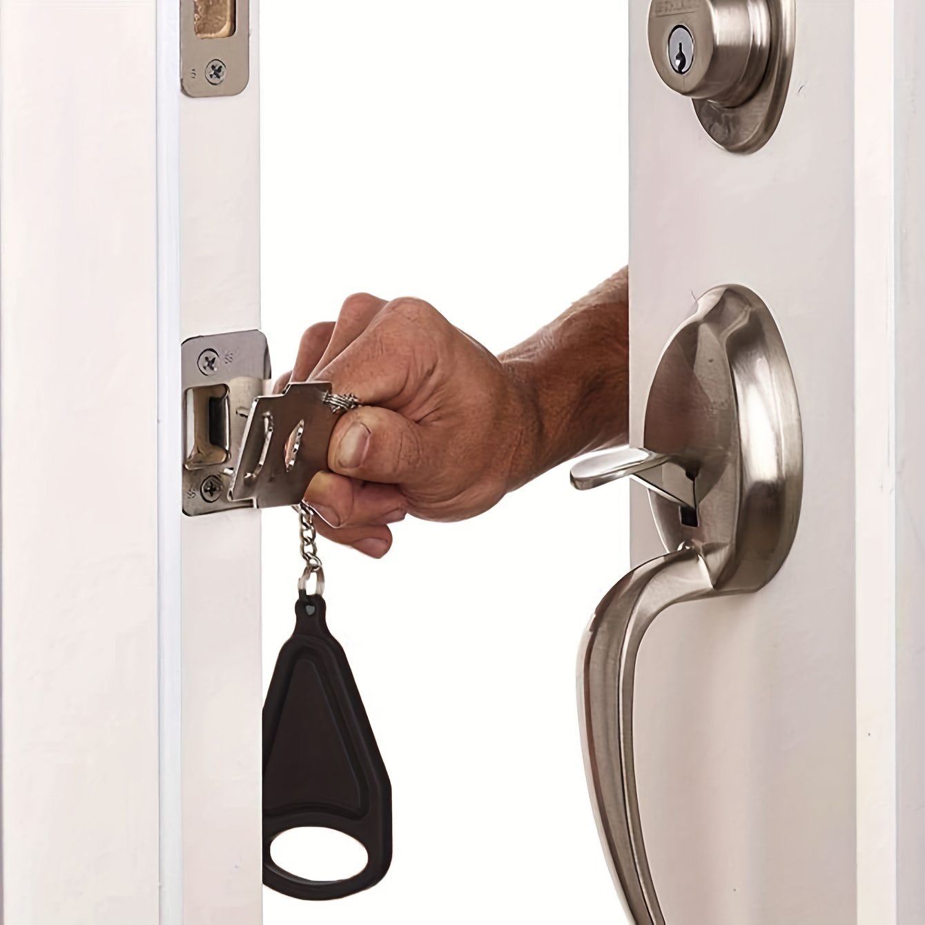 Cerradura de puerta portátil para el hogar, pestillo de seguridad de 10  agujeros, de Metal, antirrobo